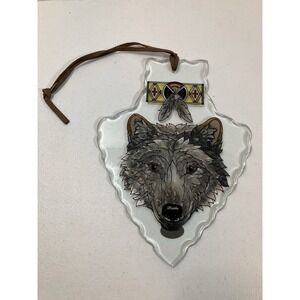 AMIA Denver Co. Handpainted Wolf Native Sun Catcher Arrowhead